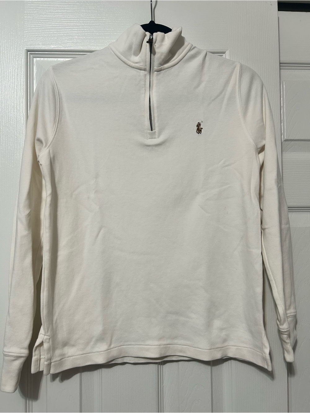 Polo by Ralph Lauren Men's Cream Half-Zip Pullover with Pony Logo